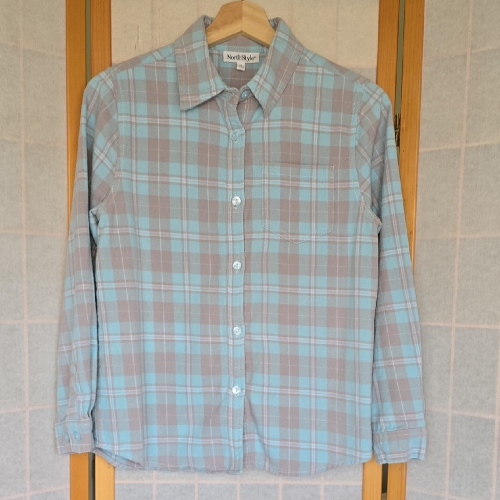 NorthStyle Women's Light Blue and Gray Flannel - Size S